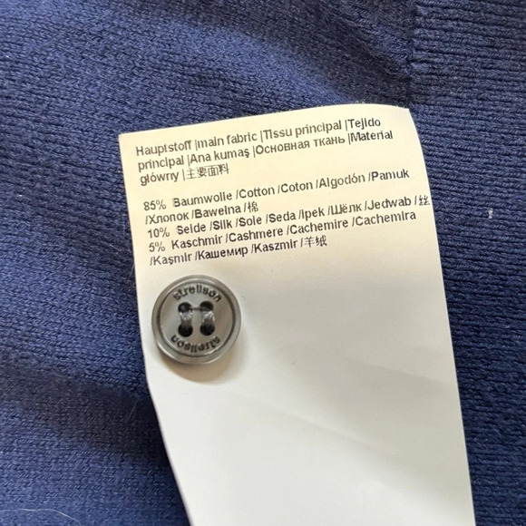 Strellson | Blue 1/4 Button Up Collared Cotton/Silk/Cashmere Long Sleeve Sweater - Picture 7 of 9